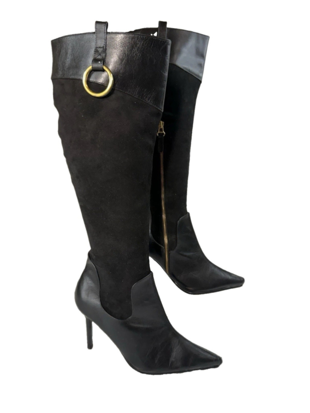 Colin Stuart Over The Knee Heel Boots 7B Leather Y2K pointy toe Victota SEcret